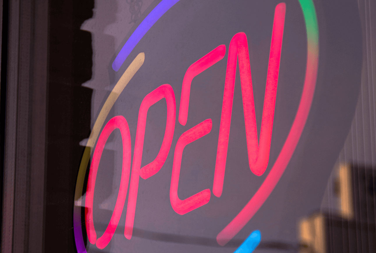 Neon open sign of a business