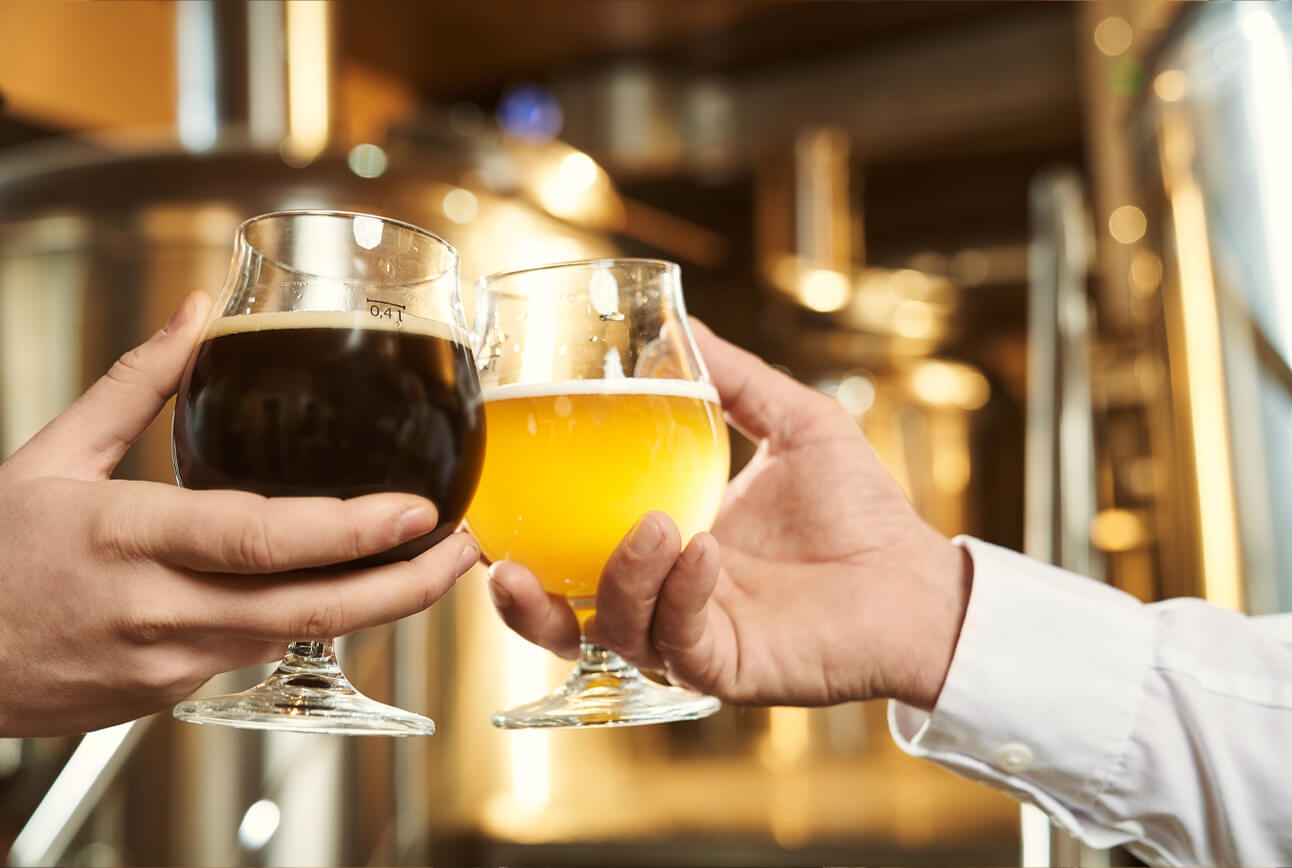 Two  brewery workers making a toast