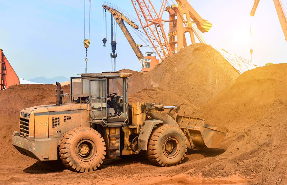 A tractor digger on a construction site
