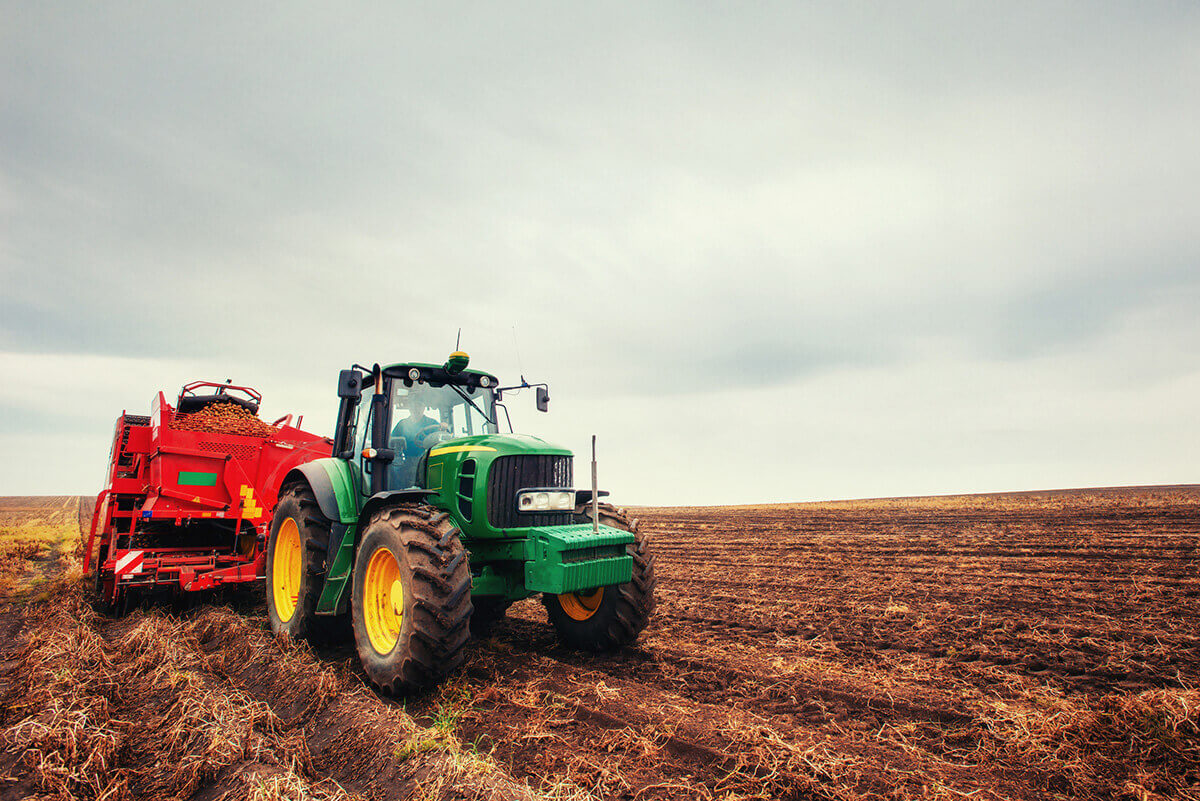 A tractor on a farm field