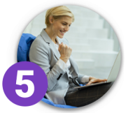happy woman using laptop