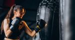 A woman boxing