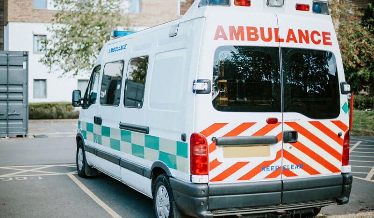 british ambulance parked parking lot